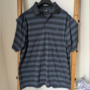Ashworth Black and Gray Striped Polo Shirt